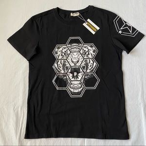 NEW Ottoman black Tiger graphic tee style 6941 size large geometric hexagon